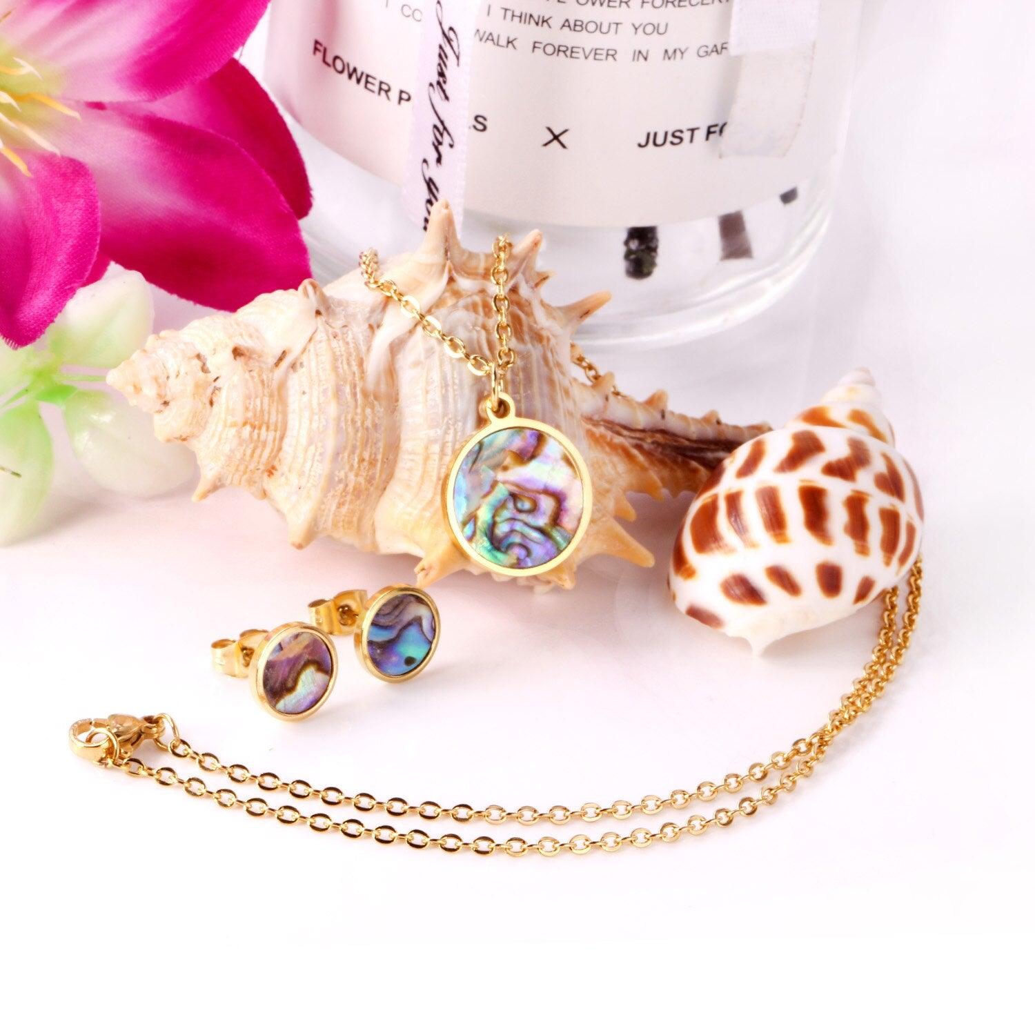 NEW ARRIVAL - Starry Shell Colorful Stainless Steel Gold Color Statement Jewellery Sets For Women - The Jewellery Supermarket