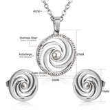 New Design Crystal Stainless Steel Imitation Pearl Round Pendant Necklace Jewellery Sets - The Jewellery Supermarket