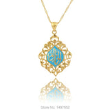 NEW 18K Gold Color Charming Blue Islamic Pendant Necklace Jewelry For Women and Men - The Jewellery Supermarket