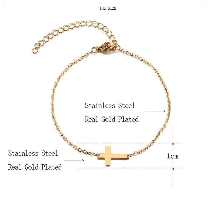NEW ARRIVAL Gold Color Cross Stainless Steel Bracelet For Women - The Jewellery Supermarket