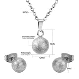 New Design Stainless Steel Scrub Gold Colour Round Ball Pendant Necklace Earring Sets - The Jewellery Supermarket