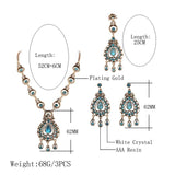 Gold-Color Mosaic  Blue Crystal Fashion Vintage Look Jewellery Sets - Pendants Necklace Earrings For Women - The Jewellery Supermarket