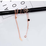 Trendy Rose Gold Color Stainless Steel AAA+ Cubic Zirconia Round Circle Tassel Necklace - The Jewellery Supermarket