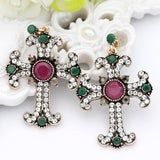 Popular Antique Gold Color Holy Gorgeous Vintage Cross Dangle Drop Earring - Christian Jewellery