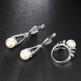 NEW Hollow Out Water Drop 3Pcs Silver Color Pearl Jewelry Sets For Women -intage Wedding Jewelry Set - The Jewellery Supermarket