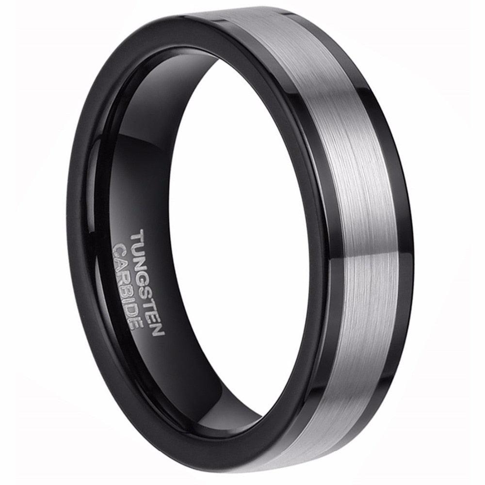 NEW - Black Silver Color Fashion Wedding Tungsten Rings for Men and Women High Quality Rings - The Jewellery Supermarket