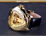 NEW - Luxury Men Golden SteampunkTriangle Skeleton Movement Mechanical Wrist Watch - The Jewellery Supermarket