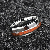 Silver Colour Wood and Arrow Design Dome Style High Quality Tungsten Ring For Wedding Engagement - The Jewellery Supermarket