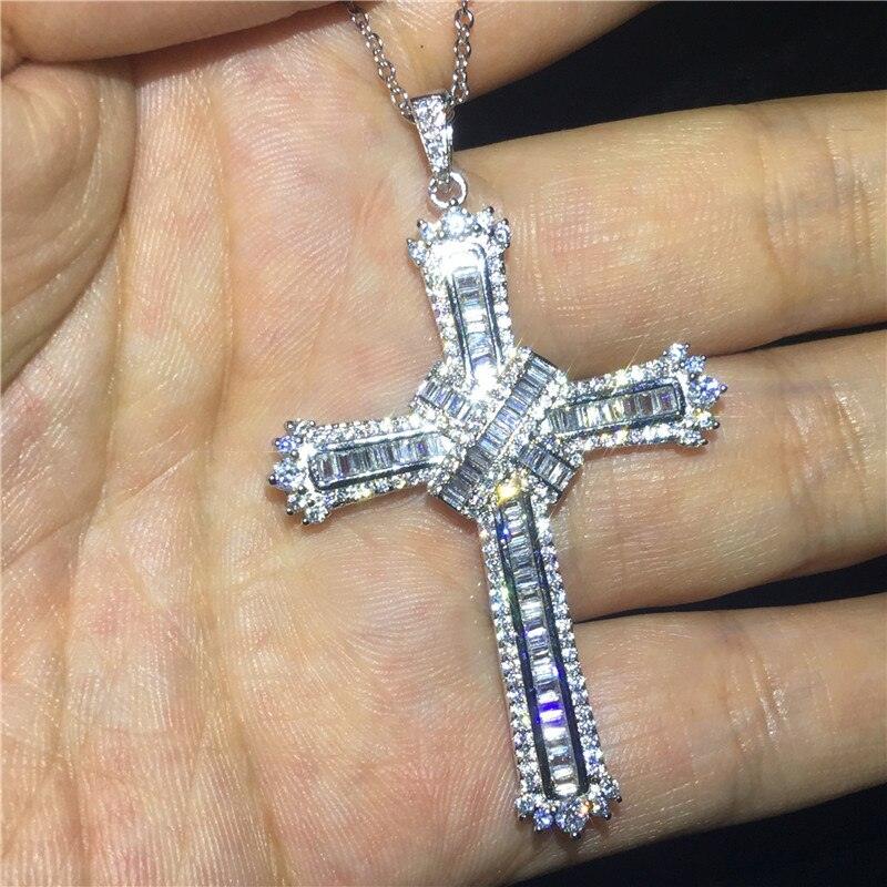 Luxury Cross Pendant AAA+ Cubic Zirconia Diamonds 925 Sterling silver Cross Pendants Necklaces - The Jewellery Supermarket