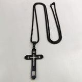 Impressive Stainless Steel Cross Necklace Black Silver Color Gothic Style Necklace - Christian Jewellery - The Jewellery Supermarket