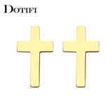 NEW ARRIVAL Cross Designed Gold Color Stainless Steel Stud Earring For Women - The Jewellery Supermarket