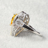 NEW Luxury Yellow Pear Cut silver color Designer AAA+ Quality CZ Diamonds Fashion Ring - The Jewellery Supermarket