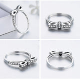 Lovely Women Silver Authentic 925 sterling Stackable AAA+ CZ Diamonds Ring - The Jewellery Supermarket