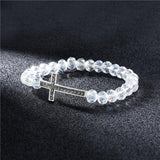 Popular Cross Pendant Acrylic Crystal Beads Strand Bracelet Charming Bracelets for Women - Female Jewellery - The Jewellery Supermarket