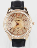 New Fashion Trendy Women Rose Gold Bling Dial Crystal Black White Pink Brown Quartz Wrist Watches