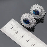 Ideal Gift - Dark Blue Sapphire AAA+ White Zircon Jewellery Set - The Jewellery Supermarket