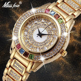 Luxury Brand Ladies Gold Rose Gold Silver Colour Women Simulated Diamonds Bling Fashion Party Watches
