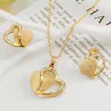Romantic Crystal Opal Heart Pendant Jewellery Sets for Women Gold Color Chain Fashion Jewellery  - The Jewellery Supermarket