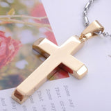 Fine Two Colors Silver and Gold 316l Stainless Steel Cross Necklace Pendant - Christian Popular Jewellery - The Jewellery Supermarket