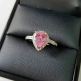 QUALITY RINGS Pear cut Pink AAA+ Cubic Zirconia Diamonds Engagement Ring for Women - The Jewellery Supermarket