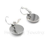 NEW - Muslim Symbol Silver-plated 16mm Glass Cabochon French Hook Religious Earrings for Women - The Jewellery Supermarket