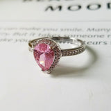 QUALITY RINGS Pear cut Pink AAA+ Cubic Zirconia Diamonds Engagement Ring for Women - The Jewellery Supermarket