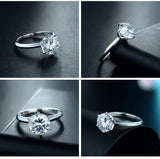 Stunning Clear Six Claw AAA+ Cubic Zirconia Diamonds Sterling Silver Ring - The Jewellery Supermarket