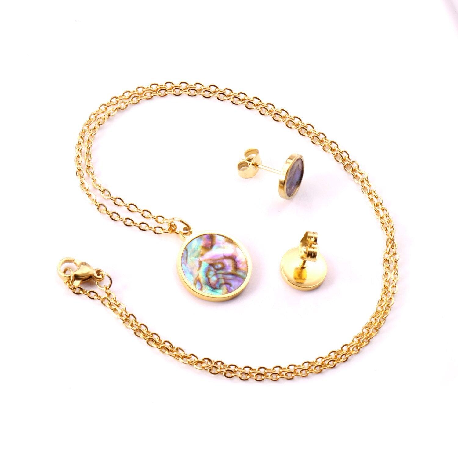 NEW ARRIVAL - Starry Shell Colorful Stainless Steel Gold Color Statement Jewellery Sets For Women - The Jewellery Supermarket