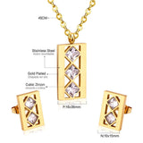 NEW DESIGN Geometry Stainless Steel CZ Crystal Pendant Necklace Earrings Fashion Jewellery Set - The Jewellery Supermarket