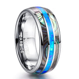 Popular Blue Opal Inlaid Natural Shells Tungsten Carbide Silver Color Rings - The Jewellery Supermarket
