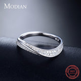 Luxury Women Silver Sterling Irregular Stackable Clear CZ Diamonds Ring For Party Jewelry Gift - The Jewellery Supermarket