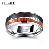 Silver Colour Wood and Arrow Design Dome Style High Quality Tungsten Ring For Wedding Engagement - The Jewellery Supermarket