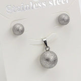 New Design Stainless Steel Scrub Gold Colour Round Ball Pendant Necklace Earring Sets - The Jewellery Supermarket