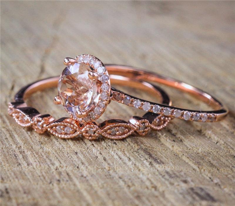 New Vintage Elegant Set AAA+ Cubic Zirconia Wedding Engagement Bridal Couple Rings For Women - The Jewellery Supermarket
