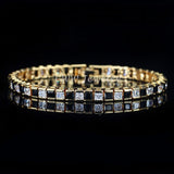 Exclusive Yellow Gold Color Square Cut Fashion AAA+ Cubic Zirconia Diamonds Tennis Bracelets - The Jewellery Supermarket