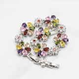 Special Present - Multicolor Flower Shape Silver Color Jewelry Set - The Jewellery Supermarket