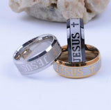 Best Seller 8mm Stainless Steel Religious Jesus Cross Ring - Christian Jewelry - The Jewellery Supermarket