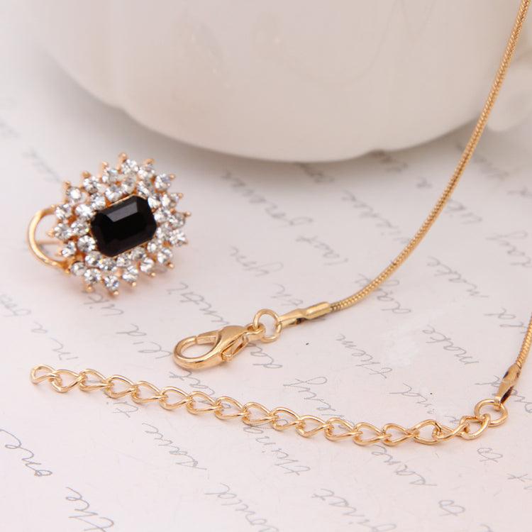 Fashion Gem Jewelry Sets CZ Crystals Chain Pendant Necklace/ Earrings Women Wedding Jewellery Sets - The Jewellery Supermarket