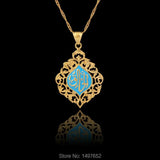 NEW 18K Gold Color Charming Blue Islamic Pendant Necklace Jewelry For Women and Men - The Jewellery Supermarket