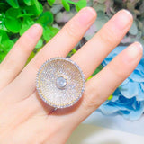 NEW VINTAGE RINGS Yellow Gold Color Luxury Bridal Super Round CZ Paved Rings
