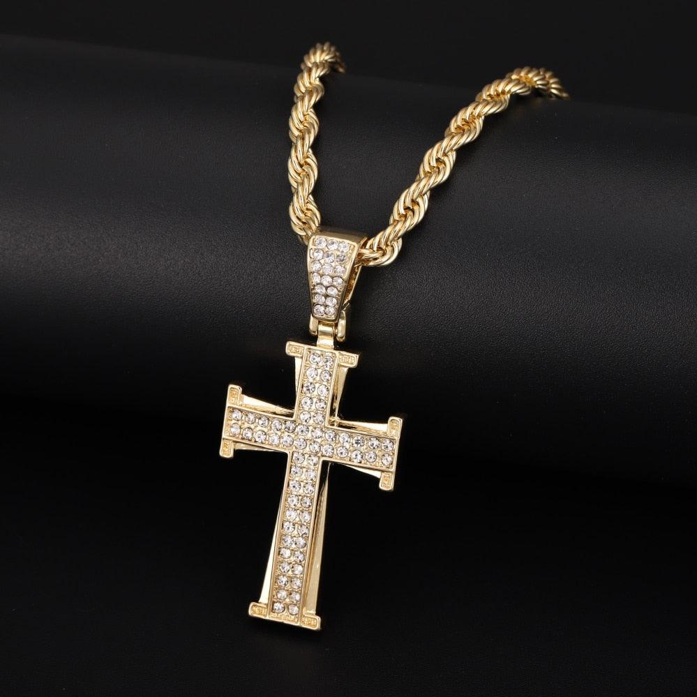 Gold And Rose Gold Colour Stainless Steel Necklace For Women Cross Necklace - Popular Religious Jewellery - The Jewellery Supermarket