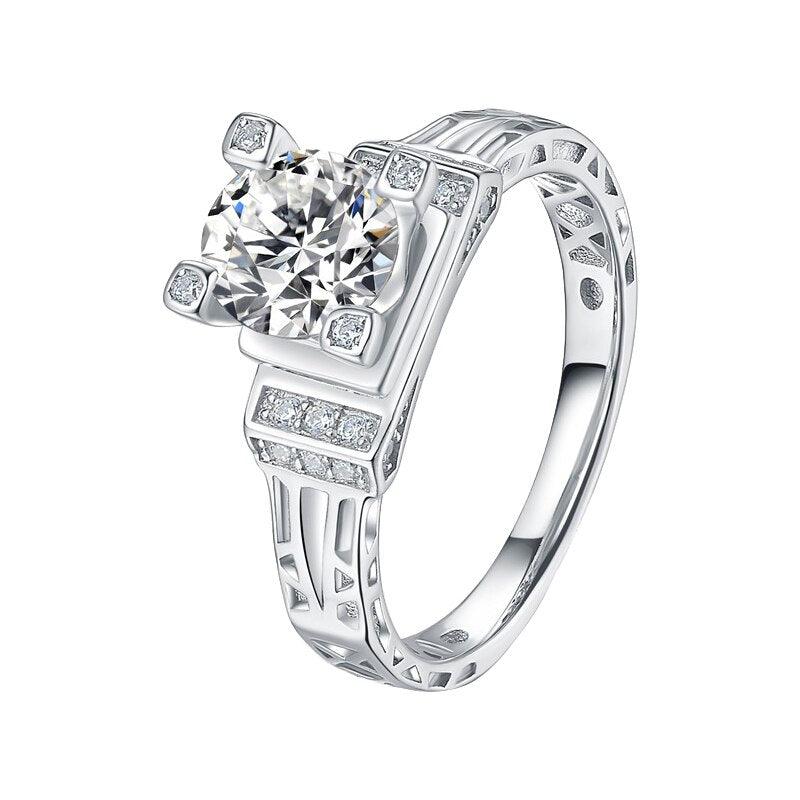 Tower Design 1ct D Color 14K WGP High Quality Moissanite Diamonds Ring - Luxury Wedding Jewellery - The Jewellery Supermarket