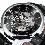 NEW - Luxury Mens Gold Mechanical Skeleton Leather Forsining 3d Hollow Watch - The Jewellery Supermarket