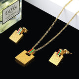 NEW - Famous Brand Designer Rectangle Square Pattern Stainless Steel Jewellery Sets For Women - The Jewellery Supermarket