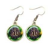 NEW Charming Muslim Islamic16mm Glass Cabochon Drop Earrings For Women - The Jewellery Supermarket