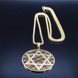 NEW Judaism Stainless Steel Flower of life Hexagram Gold Color Necklaces Pendant Necklace - The Jewellery Supermarket