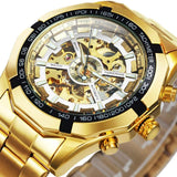 NEW - Luxury Men Gold Automatic Skeleton Mechanical Watch - The Jewellery Supermarket