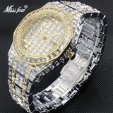 Luxury Baguette Design Iced Out Simulated Diamonda Men's Watch With Wide Strap Watches - Fashion Jewellery