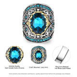 NEW VINTAGE RINGS Aquamarine Huge Oval Gemstones Hyperbole Design Size US 6-10 Ring - The Jewellery Supermarket