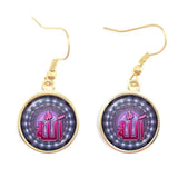 NEW Muslim Symbol Cabochon 16mm Glass Silver-plated Religious Drop Earrings - The Jewellery Supermarket